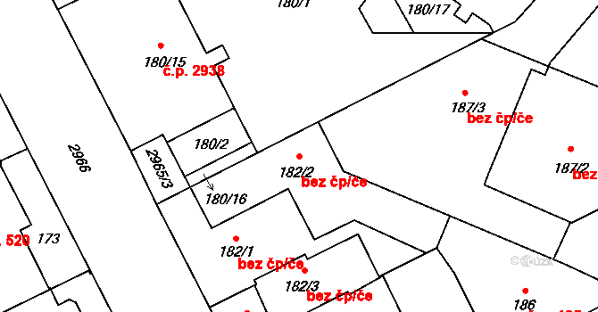 Opava 49704206 na parcele st. 182/2 v KÚ Opava-Předměstí, Katastrální mapa