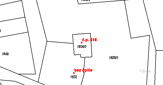 Odry 818 na parcele st. 1656/2 v KÚ Odry, Katastrální mapa