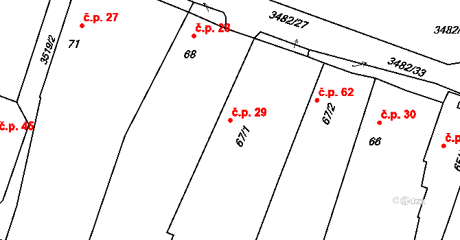 Kozojedy 29 na parcele st. 67/1 v KÚ Kozojedy u Kralovic, Katastrální mapa