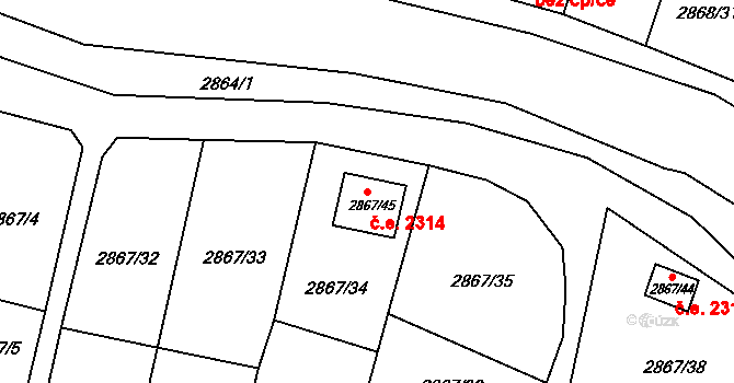 Kadaň 2314 na parcele st. 2867/45 v KÚ Kadaň, Katastrální mapa