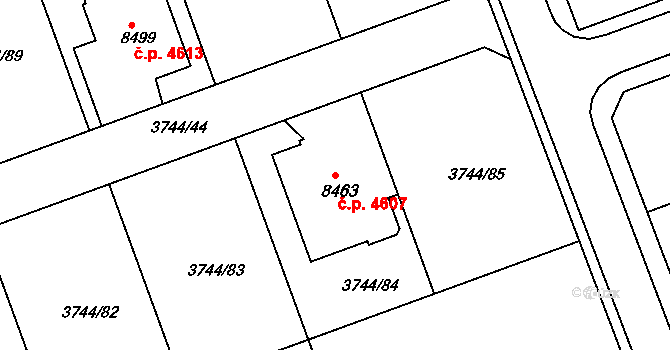 Kroměříž 4607 na parcele st. 8463 v KÚ Kroměříž, Katastrální mapa