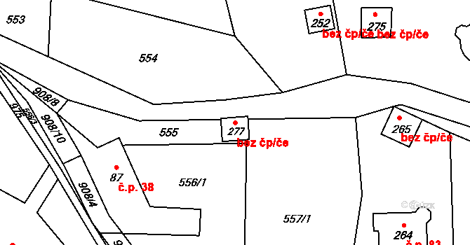 Chocerady 91303206 na parcele st. 277 v KÚ Vlkovec, Katastrální mapa