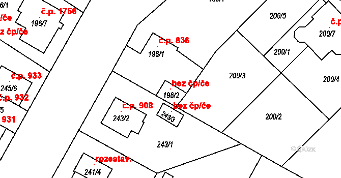 Plzeň 96725206 na parcele st. 198/2 v KÚ Bolevec, Katastrální mapa