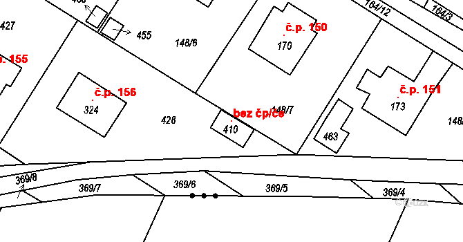 Dolní Bělá 106805207 na parcele st. 410 v KÚ Dolní Bělá, Katastrální mapa