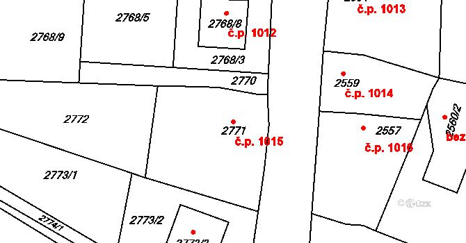Rakšice 1015, Moravský Krumlov na parcele st. 2771 v KÚ Moravský Krumlov, Katastrální mapa