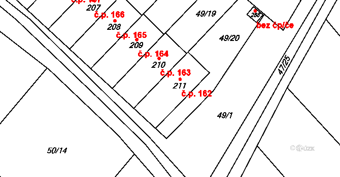 Přerov XI-Vinary 162, Přerov na parcele st. 211 v KÚ Vinary u Přerova, Katastrální mapa