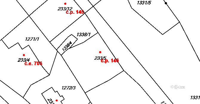 Dolní Maxov 146, Josefův Důl na parcele st. 233/5 v KÚ Dolní Maxov, Katastrální mapa