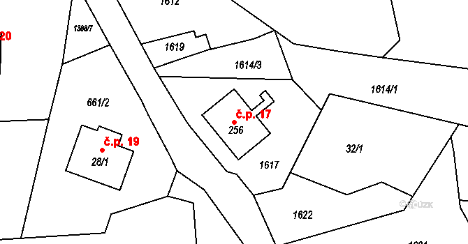 Rychnov 17, Verneřice na parcele st. 256 v KÚ Rychnov u Verneřic, Katastrální mapa