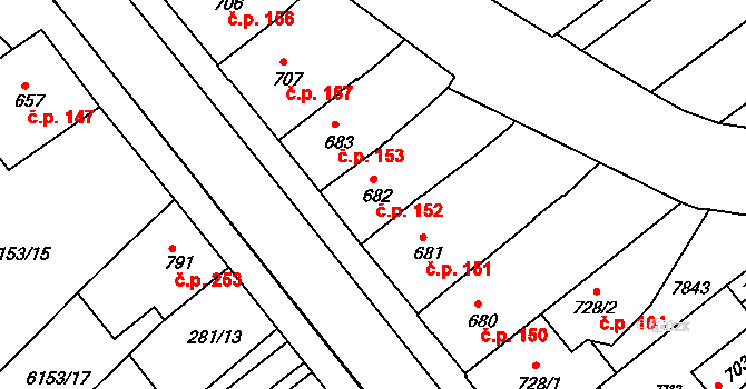 Telč-Štěpnice 152, Telč na parcele st. 682 v KÚ Telč, Katastrální mapa