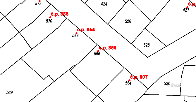 Mistřín 856, Svatobořice-Mistřín na parcele st. 566 v KÚ Mistřín, Katastrální mapa