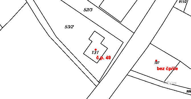 Tuhaň 49, Stružinec na parcele st. 131 v KÚ Tuhaň u Stružince, Katastrální mapa