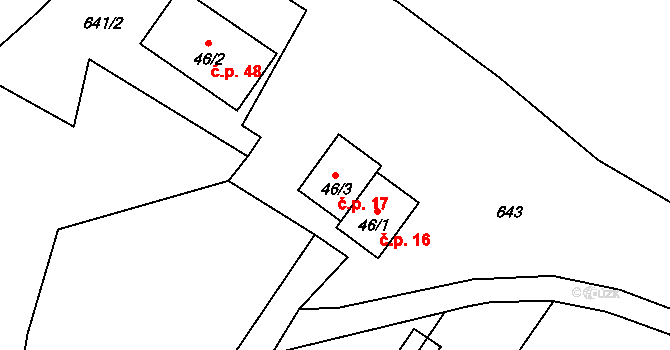 Přízeř 17, Rožmberk nad Vltavou na parcele st. 46/3 v KÚ Horní Jílovice, Katastrální mapa