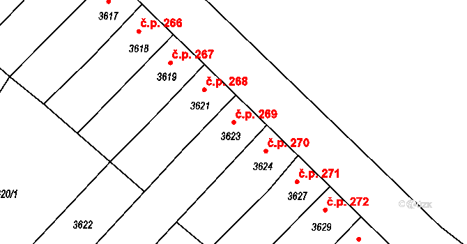 Mimoň I 269, Mimoň na parcele st. 3623 v KÚ Mimoň, Katastrální mapa
