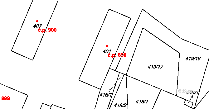 Lovosice 898 na parcele st. 404 v KÚ Lovosice, Katastrální mapa