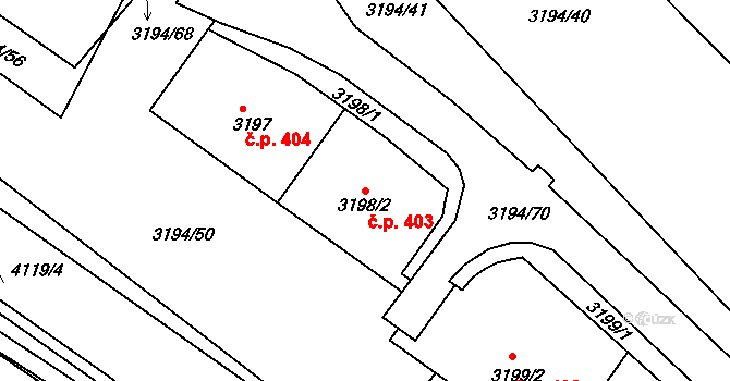 Podmoklice 403, Semily na parcele st. 3198/2 v KÚ Semily, Katastrální mapa