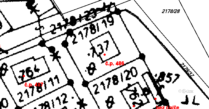 Dolní Dobrouč 486 na parcele st. 737 v KÚ Dolní Dobrouč, Katastrální mapa