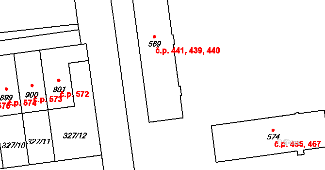 Úšovice 439,440,441, Mariánské Lázně na parcele st. 569 v KÚ Úšovice, Katastrální mapa