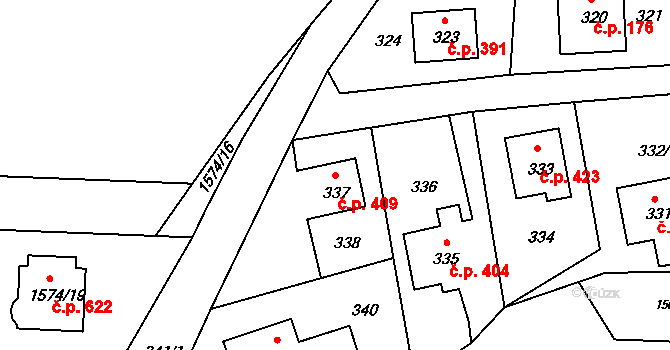 Jablůnka 409 na parcele st. 337 v KÚ Jablůnka, Katastrální mapa