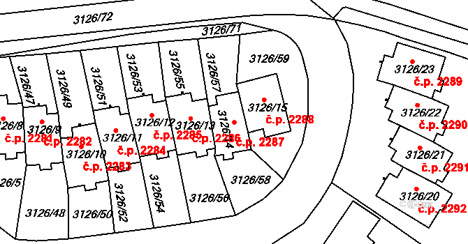 Dejvice 2287, Praha na parcele st. 3126/14 v KÚ Dejvice, Katastrální mapa