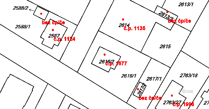 České Budějovice 5 1677, České Budějovice na parcele st. 2616/2 v KÚ České Budějovice 5, Katastrální mapa