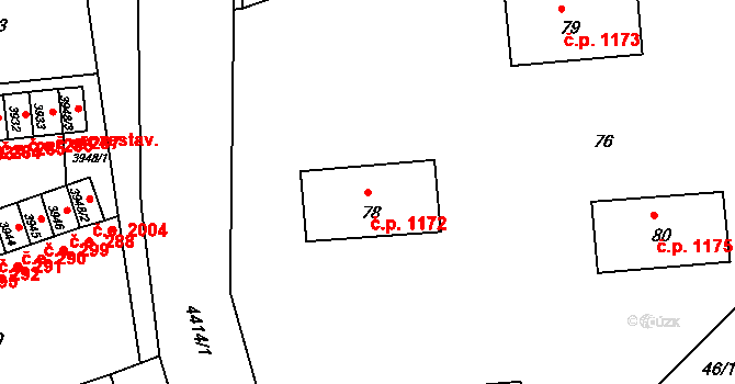 Jirkov 1172 na parcele st. 78 v KÚ Jirkov, Katastrální mapa