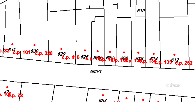 Opatovice 131 na parcele st. 625 v KÚ Opatovice u Rajhradu, Katastrální mapa