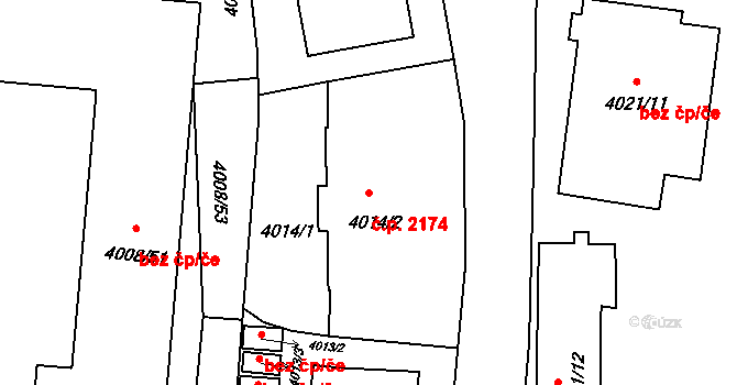 Předměstí 2174, Litoměřice na parcele st. 4014/2 v KÚ Litoměřice, Katastrální mapa