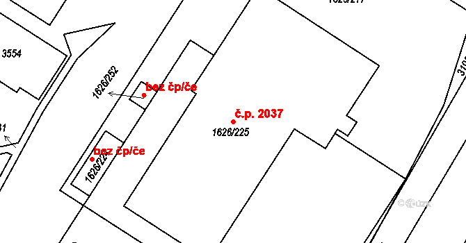 Bolevec 2037, Plzeň na parcele st. 1626/225 v KÚ Bolevec, Katastrální mapa