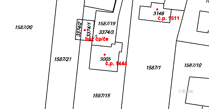 Milevsko 1444 na parcele st. 3005 v KÚ Milevsko, Katastrální mapa