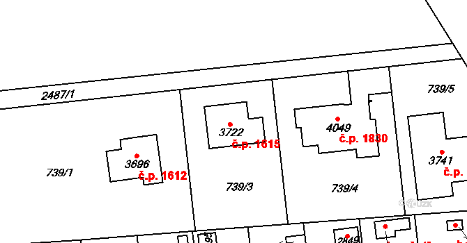 Humpolec 1615 na parcele st. 3722 v KÚ Humpolec, Katastrální mapa