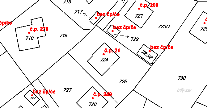 Neveklov 21 na parcele st. 724 v KÚ Neveklov, Katastrální mapa