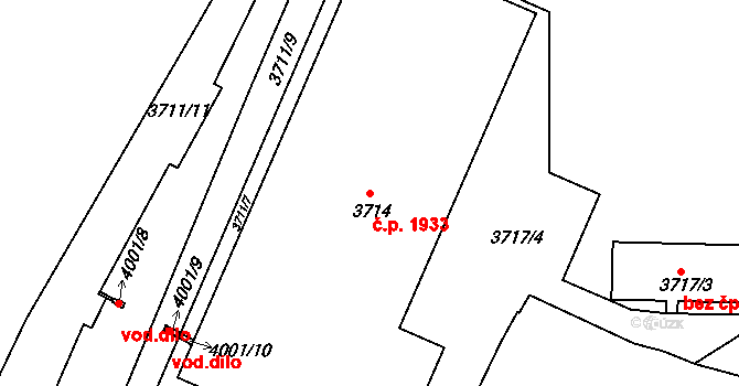 Děčín V-Rozbělesy 1933, Děčín na parcele st. 3714 v KÚ Podmokly, Katastrální mapa