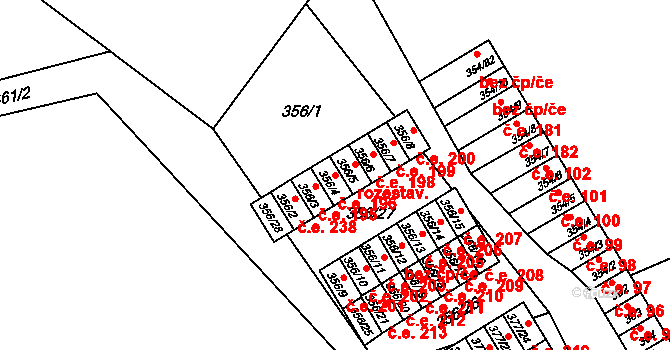 Hrádek nad Nisou 196 na parcele st. 356/4 v KÚ Hrádek nad Nisou, Katastrální mapa