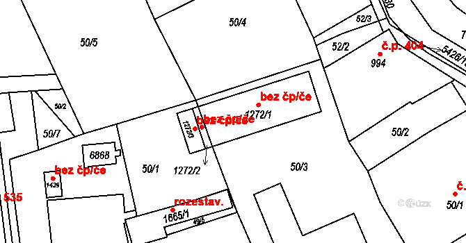 Hošťálková 39541207 na parcele st. 1272/1 v KÚ Hošťálková, Katastrální mapa