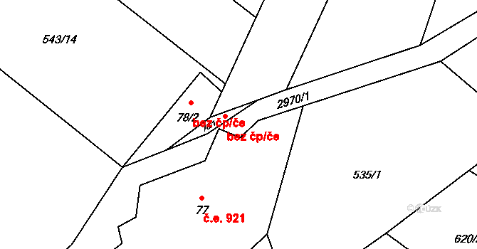 Ostravice 40338207 na parcele st. 78/1 v KÚ Staré Hamry 2, Katastrální mapa