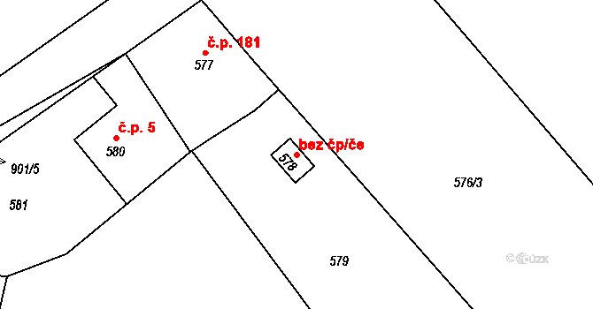 Osek 40587207 na parcele st. 578 v KÚ Osek u Hořovic, Katastrální mapa