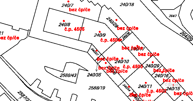Chomutov 45019207 na parcele st. 240/27 v KÚ Chomutov I, Katastrální mapa