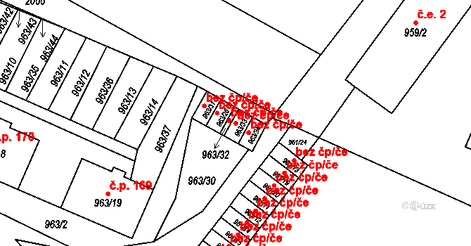 Hodonice 47502207 na parcele st. 963/33 v KÚ Hodonice, Katastrální mapa