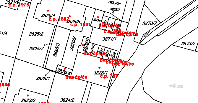 Litoměřice 47612207 na parcele st. 3827 v KÚ Litoměřice, Katastrální mapa