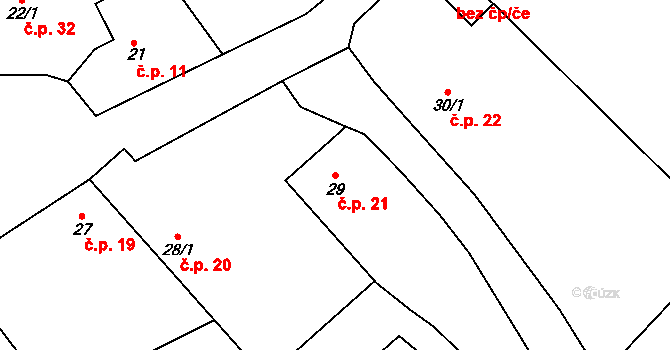 Sedlec 21, Mšeno na parcele st. 29 v KÚ Sedlec u Mšena, Katastrální mapa