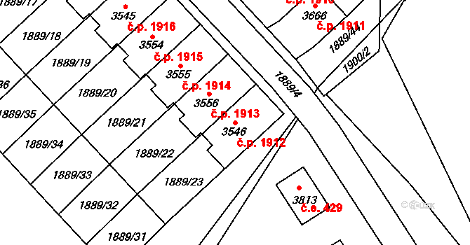 Náchod 1912 na parcele st. 3546 v KÚ Náchod, Katastrální mapa
