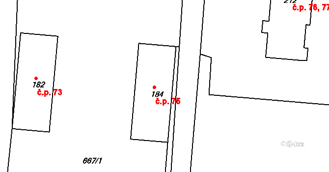 Loučná nad Desnou 75 na parcele st. 184 v KÚ Kociánov, Katastrální mapa
