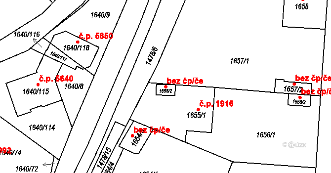 Chomutov 80052207 na parcele st. 1655/2 v KÚ Chomutov I, Katastrální mapa