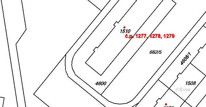 Frenštát pod Radhoštěm 1277,1278,1279 na parcele st. 1510 v KÚ Frenštát pod Radhoštěm, Katastrální mapa