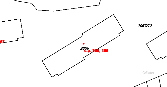 Plešivec 355,356, Český Krumlov na parcele st. 2638 v KÚ Český Krumlov, Katastrální mapa
