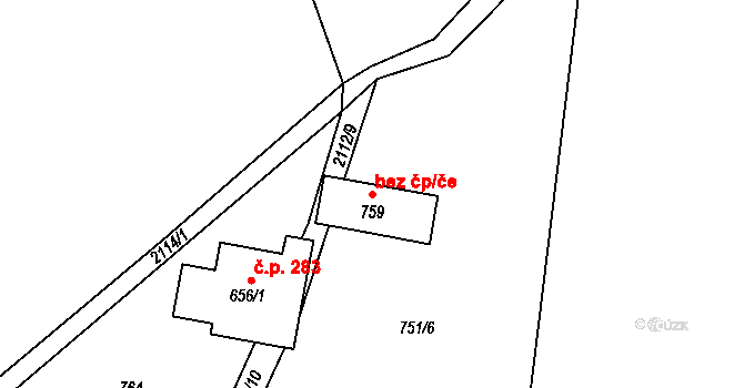 Borová 96884207 na parcele st. 759 v KÚ Borová u Poličky, Katastrální mapa