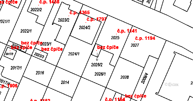 Teplice 102948208 na parcele st. 2026/2 v KÚ Teplice-Trnovany, Katastrální mapa