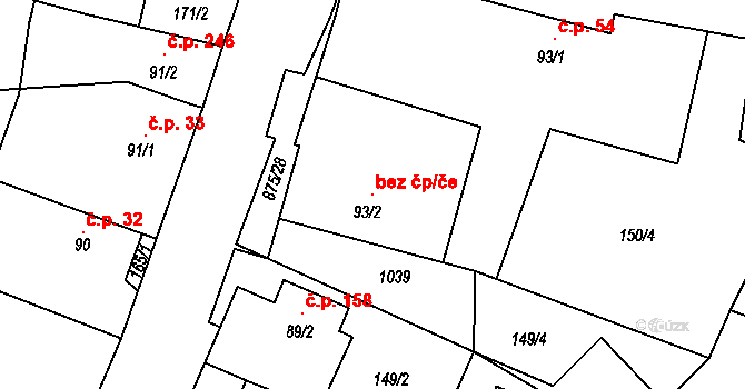 Předměřice nad Labem 104267208 na parcele st. 93/2 v KÚ Předměřice nad Labem, Katastrální mapa
