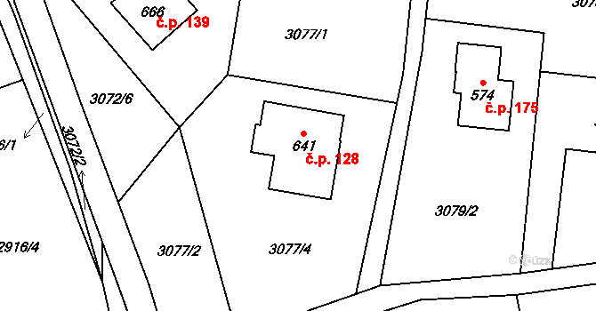 Koberovy 128 na parcele st. 641 v KÚ Koberovy, Katastrální mapa