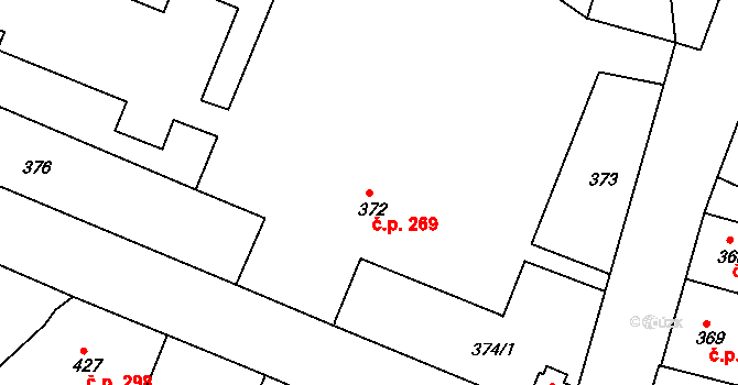 Klášterec nad Ohří 269 na parcele st. 372 v KÚ Klášterec nad Ohří, Katastrální mapa
